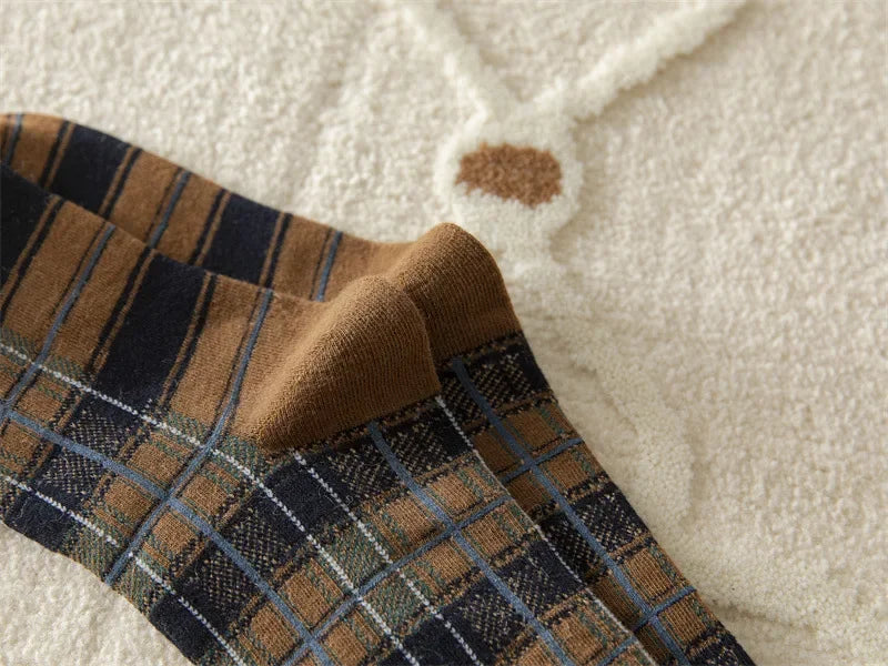 Plaid Long Socks Stocking Women Stockings Harajuku Retro Vintage JK School Girls Cotton Knee Socks Women Stockings College Style - Ice Cream Cake