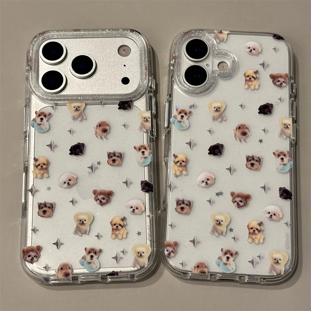 Puppy and Kitty Photo Collage Glitter iPhone Case