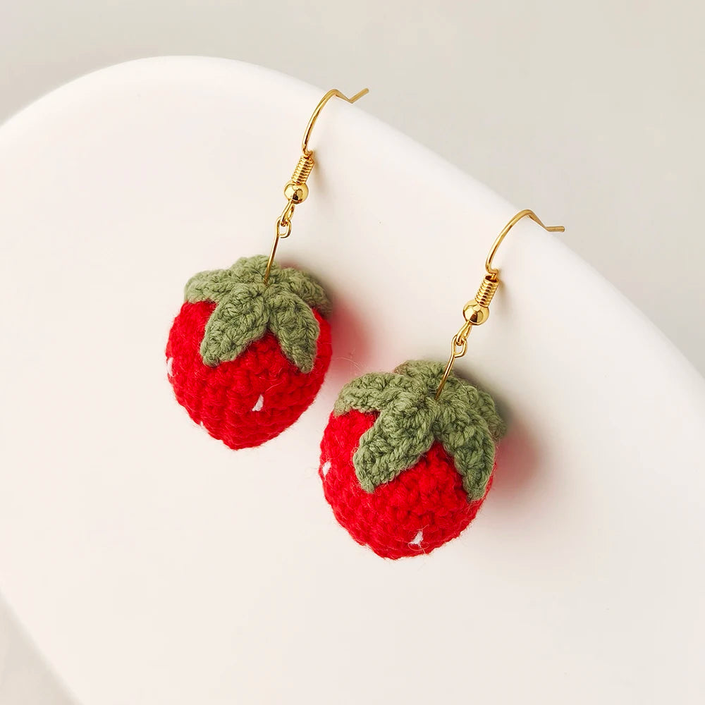 Crochet Fruit Earrings (8 Designs) - Ice Cream Cake