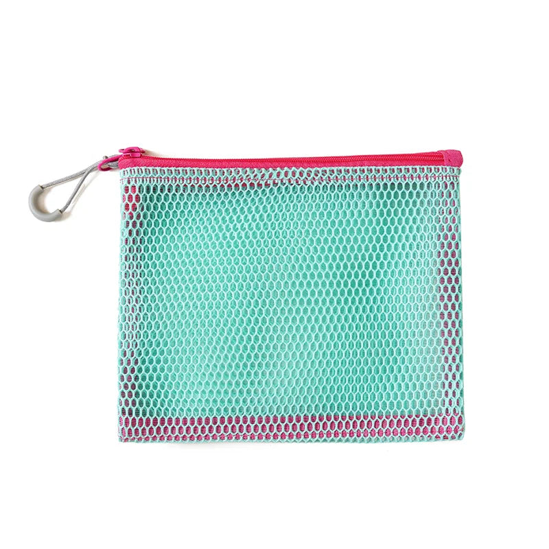 Double Zipper Mesh Storage Bag Ultra Light Wear-proof Visible Colored Double Layered Makeup Pouch Durable With Handle Coin Bag - Ice Cream Cake
