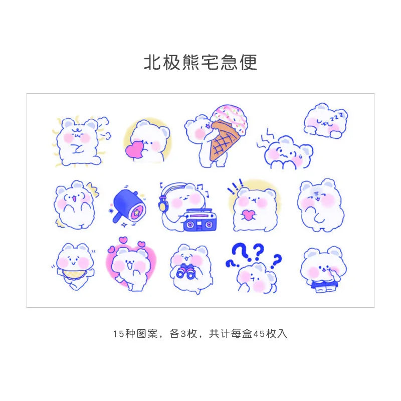 Kawaii Animal Sticker Packs (45 Stickers)