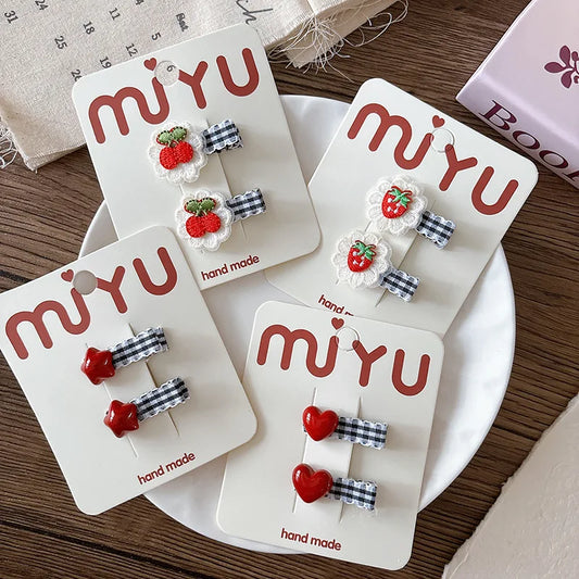 Cottagecore Fruit and Star Hair Clip Set - Ice Cream Cake