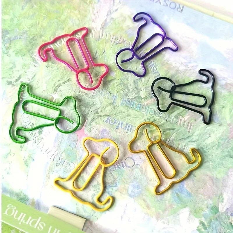 20pcs Colorful Animal Paper Clips - Cute Sitting Dog Design, Iron Material, Perfect for Office Organization - Ice Cream Cake