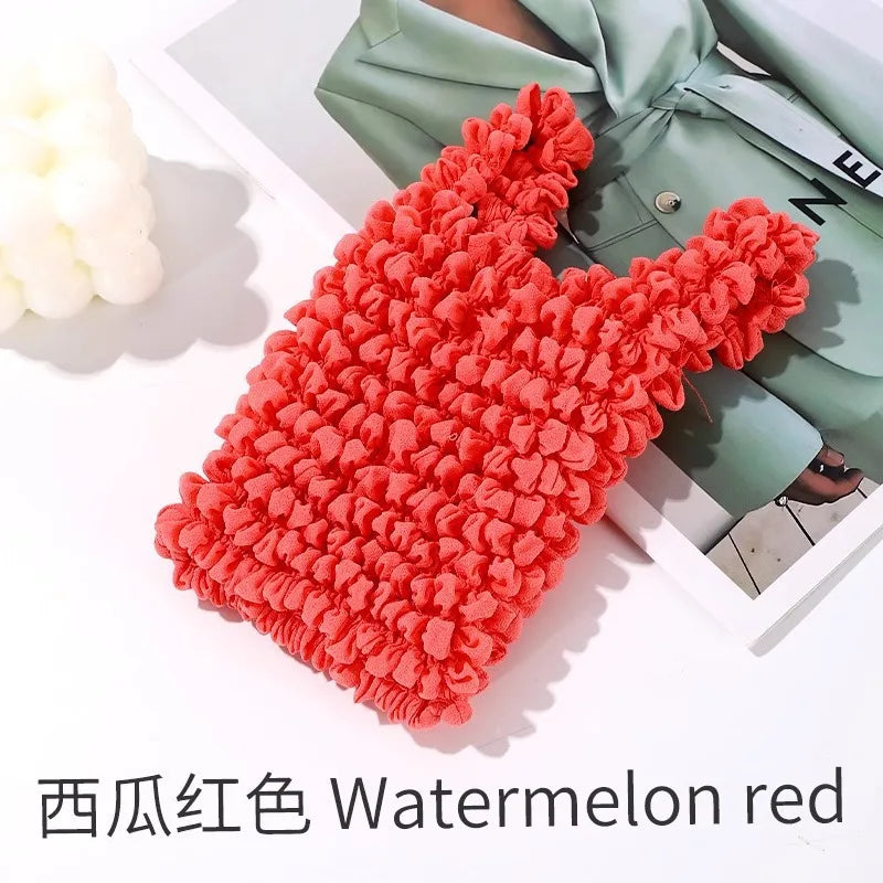 1PCS New Expansion Fold Pleated Flexible Stretch Mini Shopping Bag Large Capacity Bubble Elastic Portable Handbag Storage Bag - Ice Cream Cake