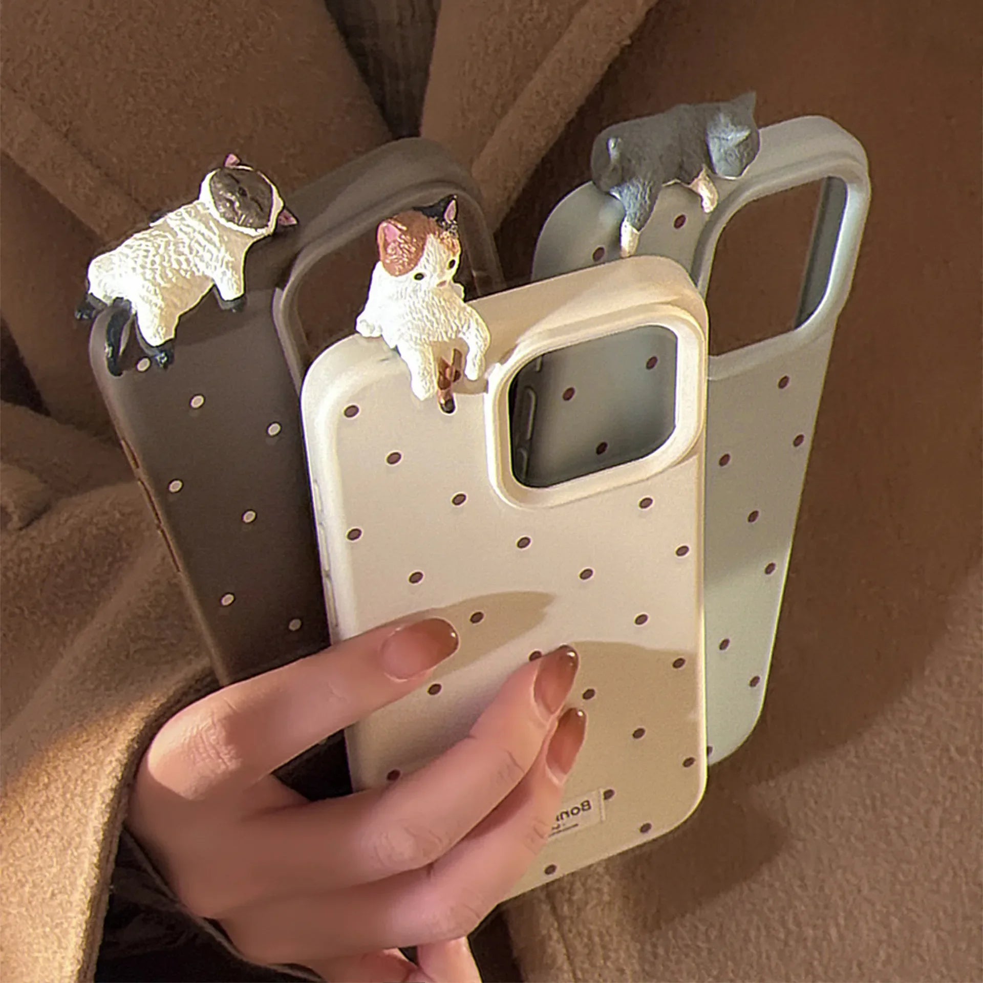 Cat Friends Polka Dot iPhone Case (5 Designs) - Ice Cream Cake