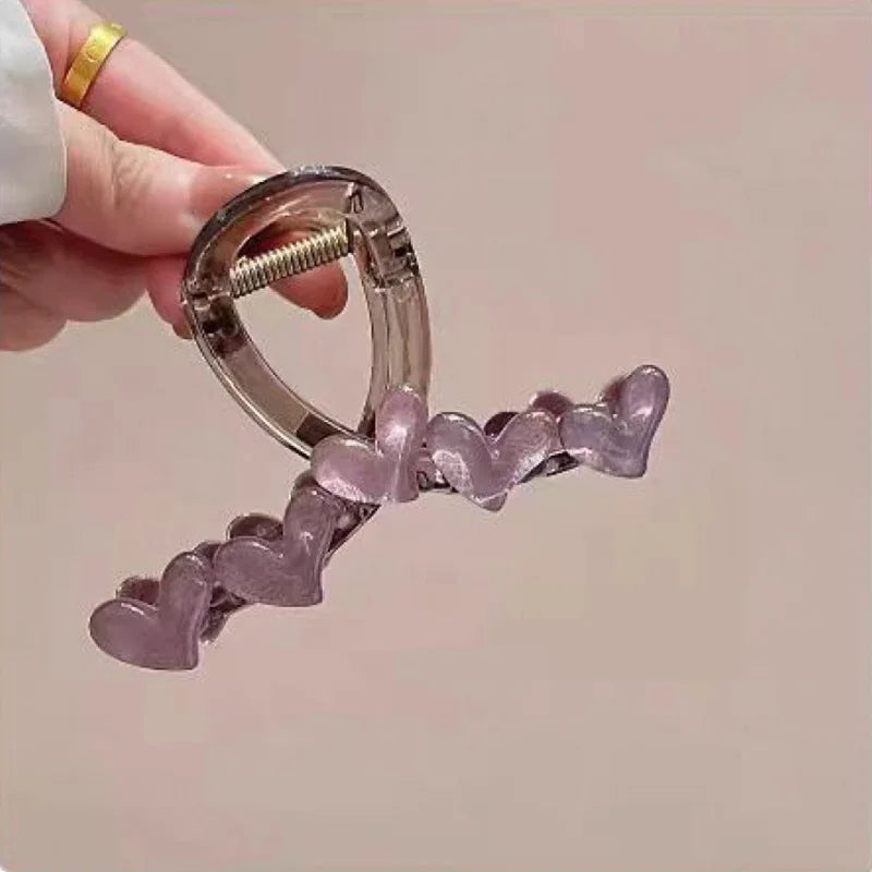 Row of Hearts Hair Claw Clip