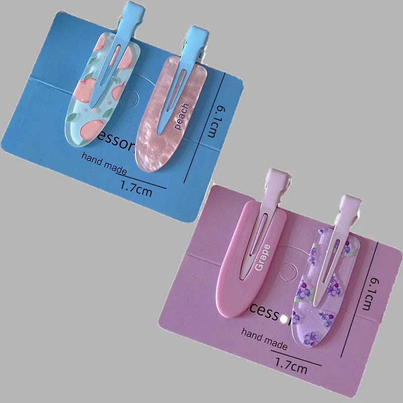 2/4pcs Candy Fruit Colors Hair Clips for Girl Summer Hairpins No Crease Acrylic Barrettes Hair Side Clamp Women Hair Accessories - Ice Cream Cake