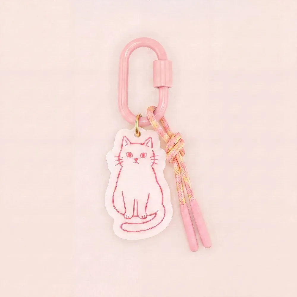 Printed Dog Rope Woven Acrylic Keychain Cat Rabbit Animals Series Pendant Cartoon Design Deer Bag Chain Charms DIY Accessories - Ice Cream Cake
