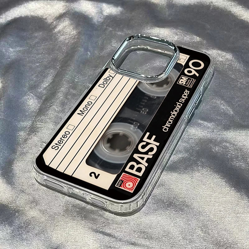 intage Cassette Tape Photo Frame Soft Phone Case For iPhone 17 16 15 14 13 12 11 Pro Max X XS XR 7 8 Plus 16E Shockproof Cover - Ice Cream Cake