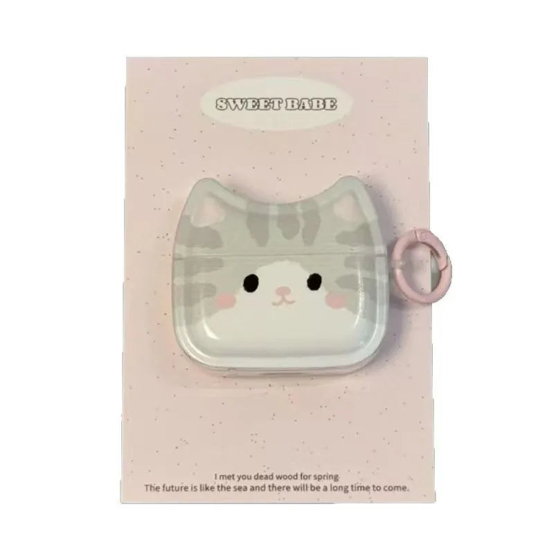 Sweet Babe Cute Sleepy Kitty Transparent AirPods Case For AirPods Pro 1st 2nd 3rd 4th Gen  Earphone Cover With Key Ring - Ice Cream Cake