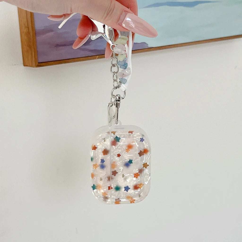 Advanced Girl Series Shell Pattern Render Colorful Stars Pendant Case Cover for AirPods 1 or 2 3 4 AirPods Pro Pro 2 Pro 3 - Ice Cream Cake