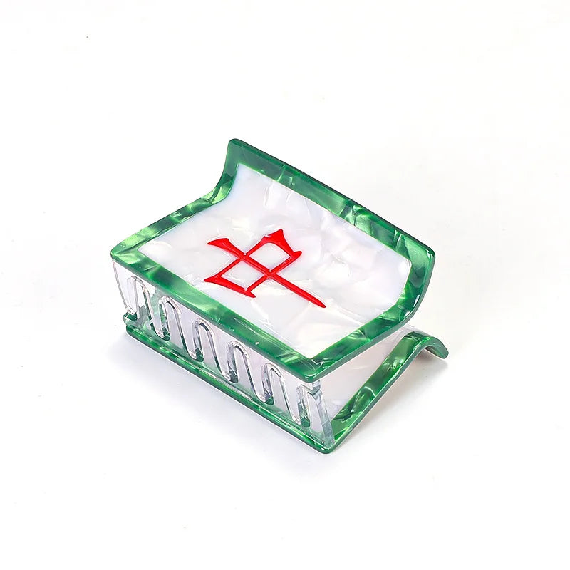 Acrylic Glossy Mahjong Tile Hair Claw Clip