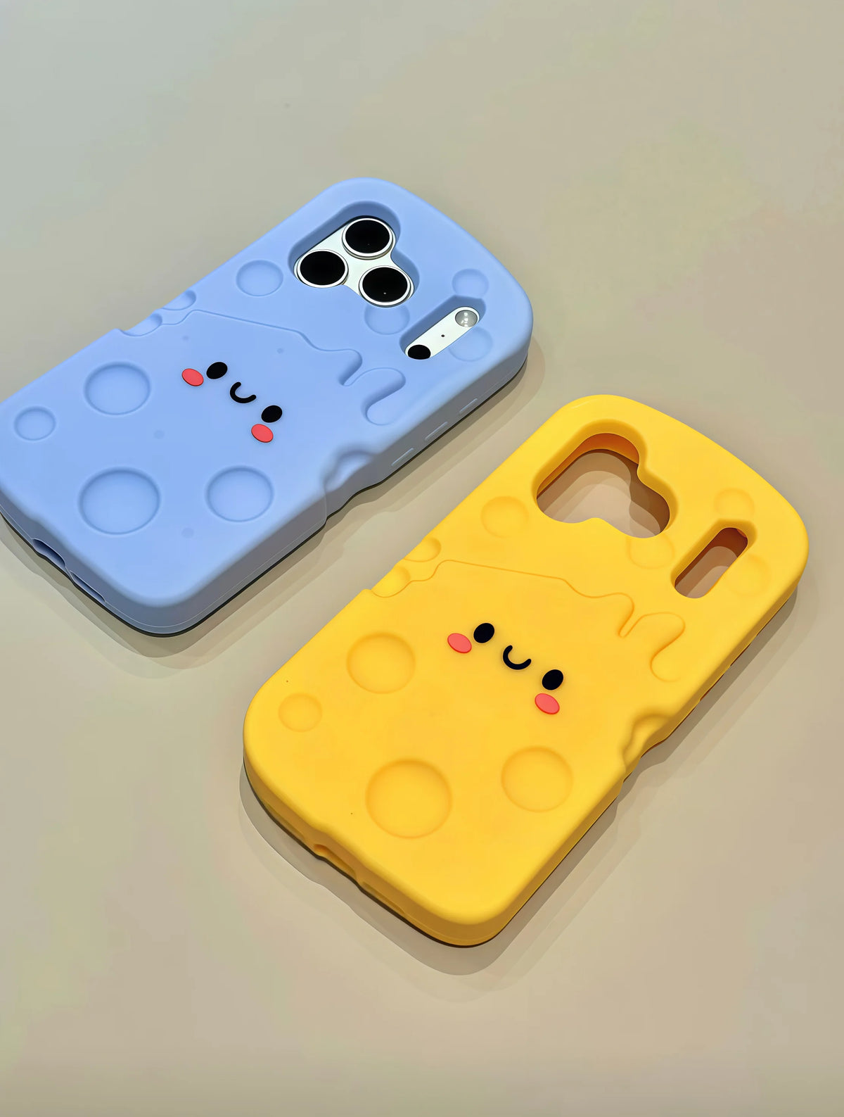 For iPhone 17 16 15 14 13 12 Pro Max 15 Plus Phone Cases Cute 3D Cartoon Cheese Soft Silicone Shockproof Cover lovers & Sisters - Ice Cream Cake
