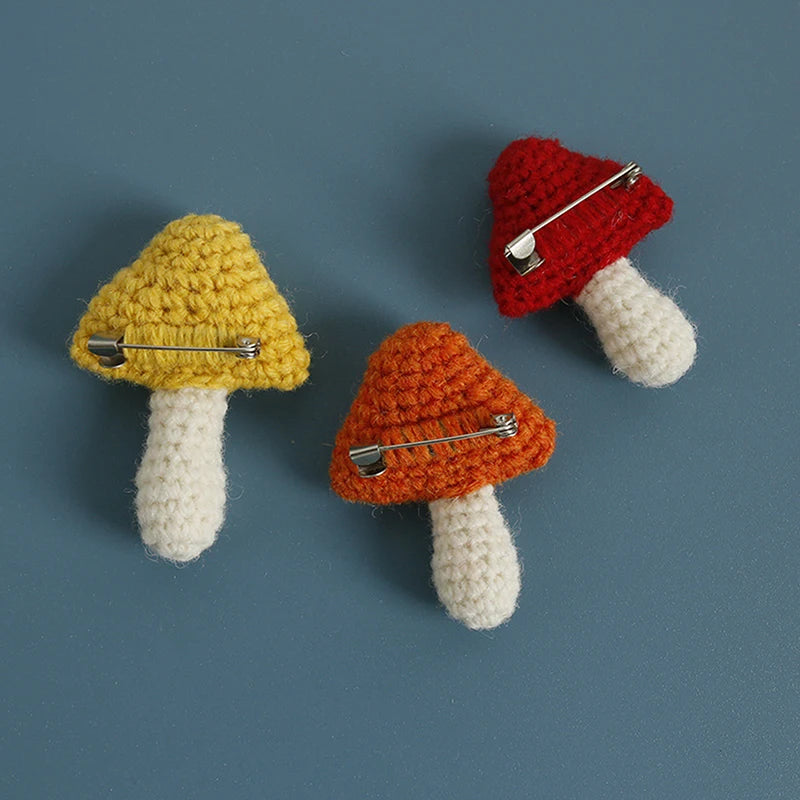 Knitted Cottagecore Mushroom Brooch