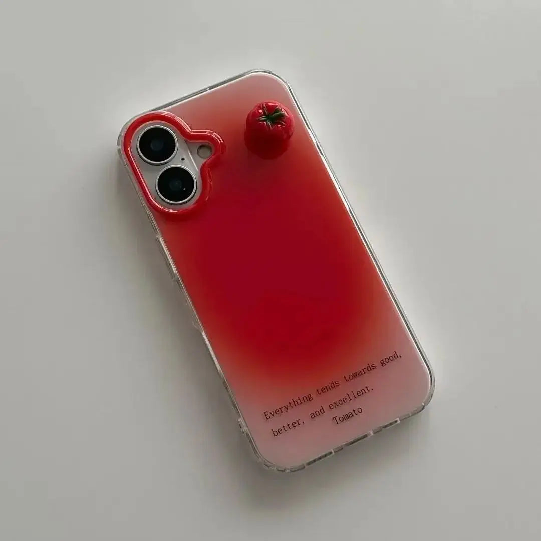 Ins Korean Style Trendy Atmosphere Red Retro 3D Tomato Phone Case For iPhone 17 16 15 14 13 12 11 Pro Max Plus Simple Cute Cover - Ice Cream Cake