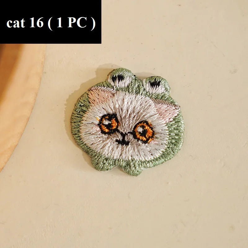 Kitty Cat Embroidered Iron on Patch (15 Designs) - Ice Cream Cake
