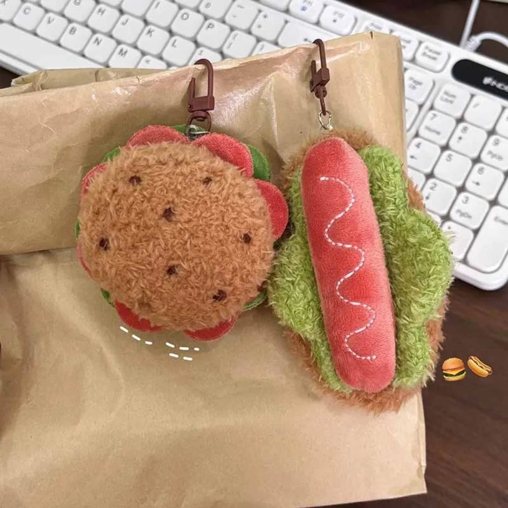 Korean Hamburger Simulation Food Keychain Stereoscopic Creative Sandwich Dessert Keyring Car Key Accessories Couple Gifts - Ice Cream Cake