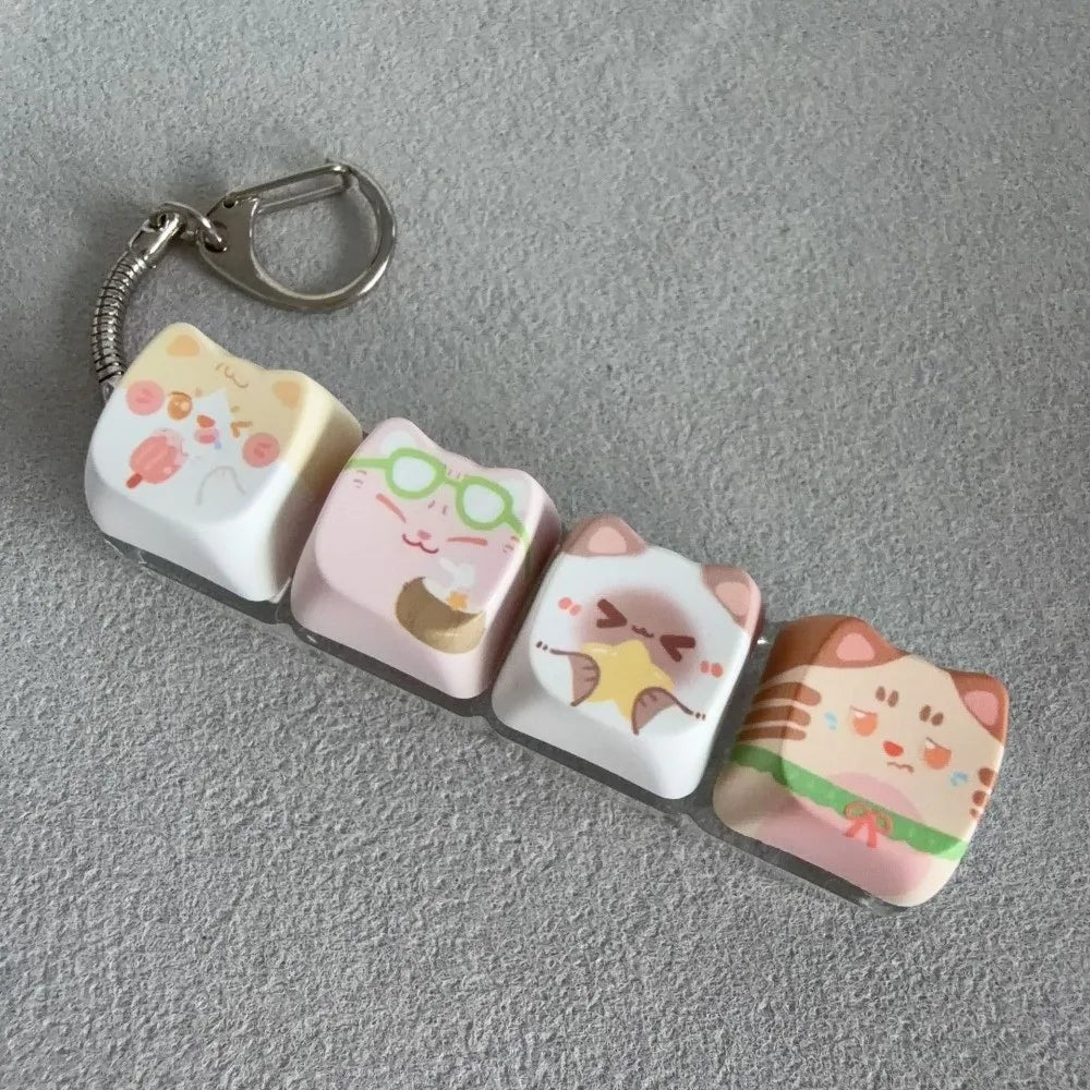 Kitty Cat Clicking Keyboard Key Fidget Keyring
