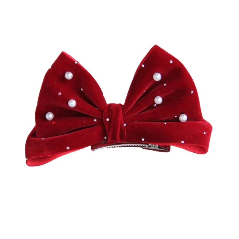 Faux Pearl Velvet Ribbon Hair Clip