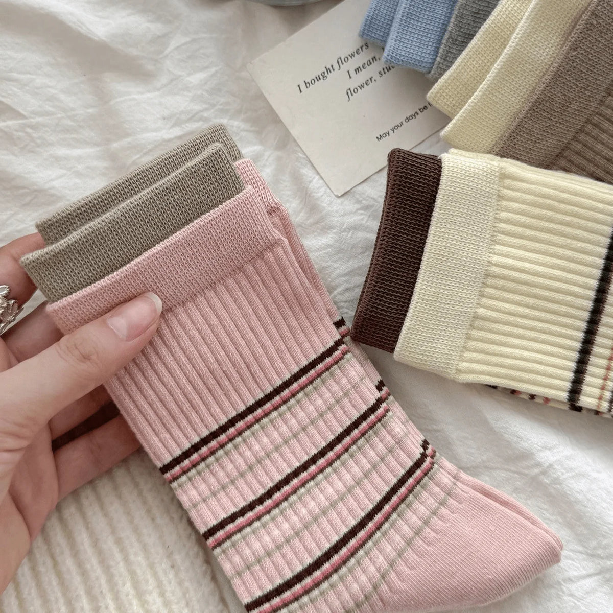 Retro Stripe Crew Socks