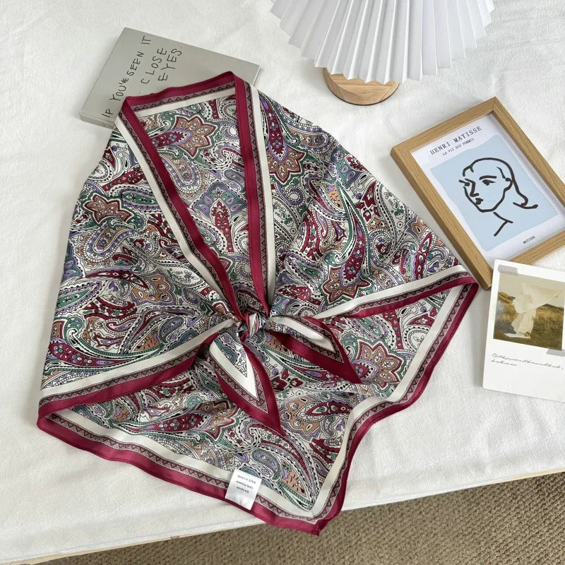 Korean-Style Multi-Functional Triangular Binder Silk Scarf High-Grade Bandage Dress Fart Curtain Tie Stoles Shawls Small Scarf - Ice Cream Cake