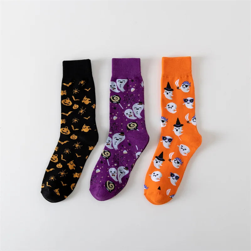 3 Pairs Of Fashionable And Unique Mid-calf Socks With Halloween Patterns,Suit For Men And Women Holiday Wearing - Ice Cream Cake