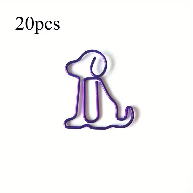 20pcs Colorful Animal Paper Clips - Cute Sitting Dog Design, Iron Material, Perfect for Office Organization - Ice Cream Cake