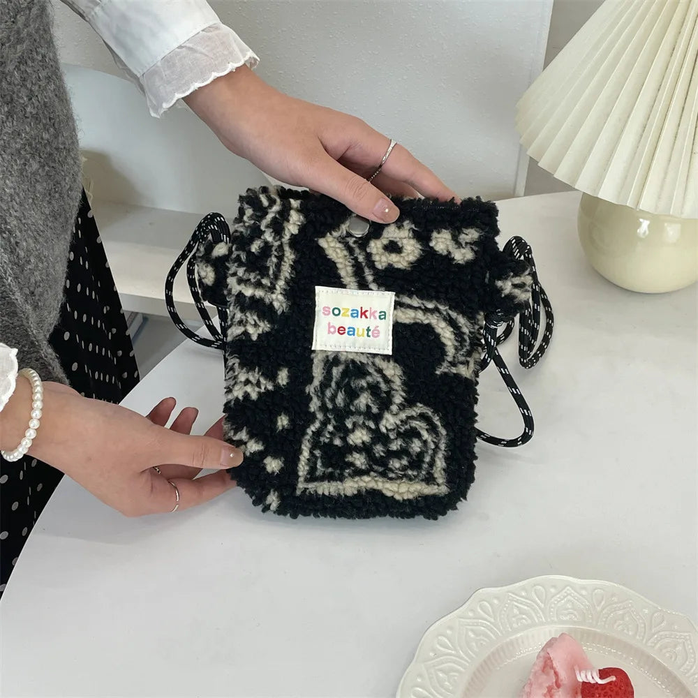 Teddy Fur Plush Pattern Shoulder Bag