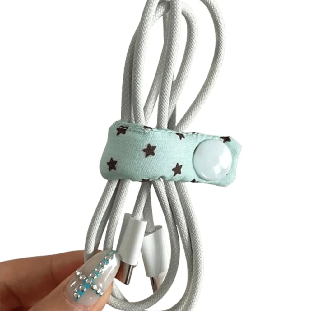 INS Style Star Cable Buckle - Cute Fabric Data Wire Organizer for Portable Headphone & Charging Cable Storage - Ice Cream Cake