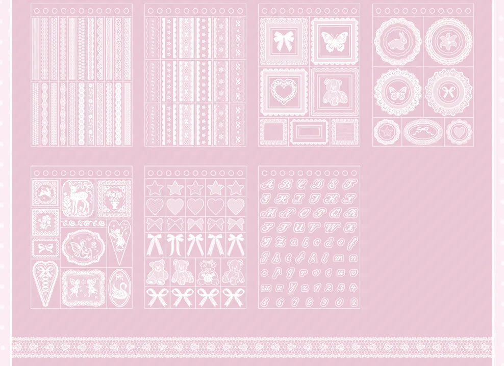 Filet Crochet Lace Sticker Book (30 Sheets)
