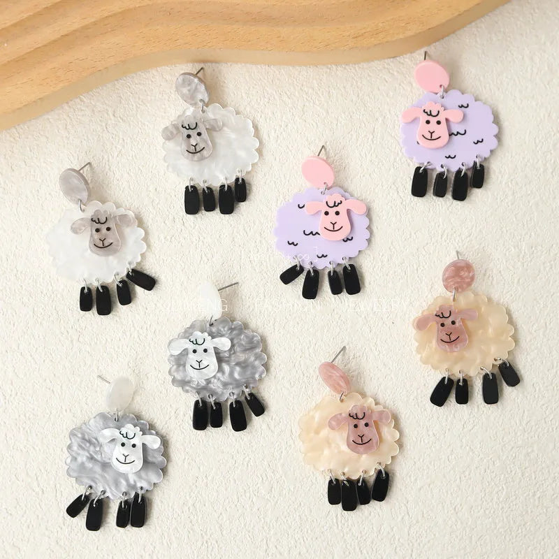 Acrylic Exaggerated Cartoon Animal Sheep Drop Earrings For Women New Trend Girls Ear Jewelry Gifts - Ice Cream Cake
