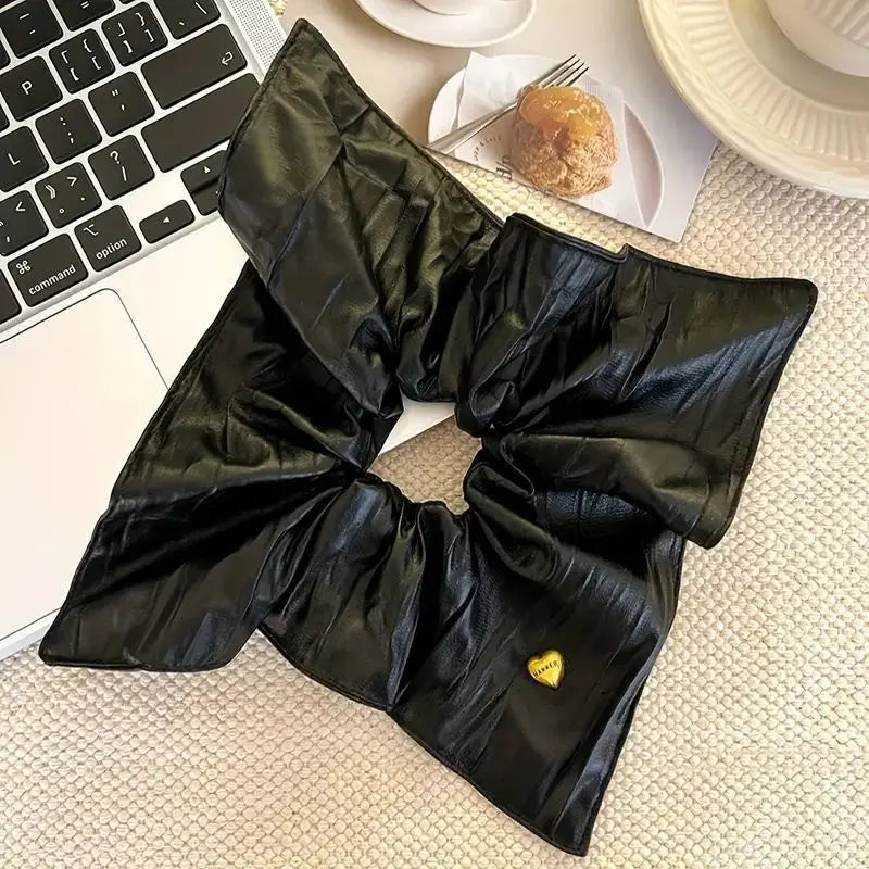 Leather Effect Heart Charm Scrunchie