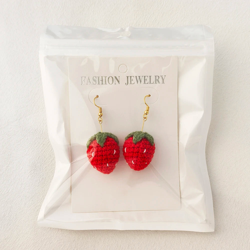 Crochet Fruit Earrings (8 Designs) - Ice Cream Cake