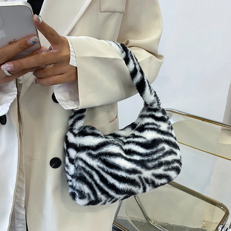 Faux Fur Animal Pattern Purse