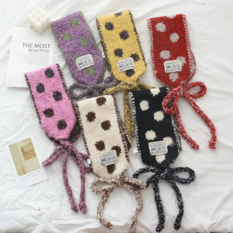 Polka Dot Earmuff Bonnet Scarf