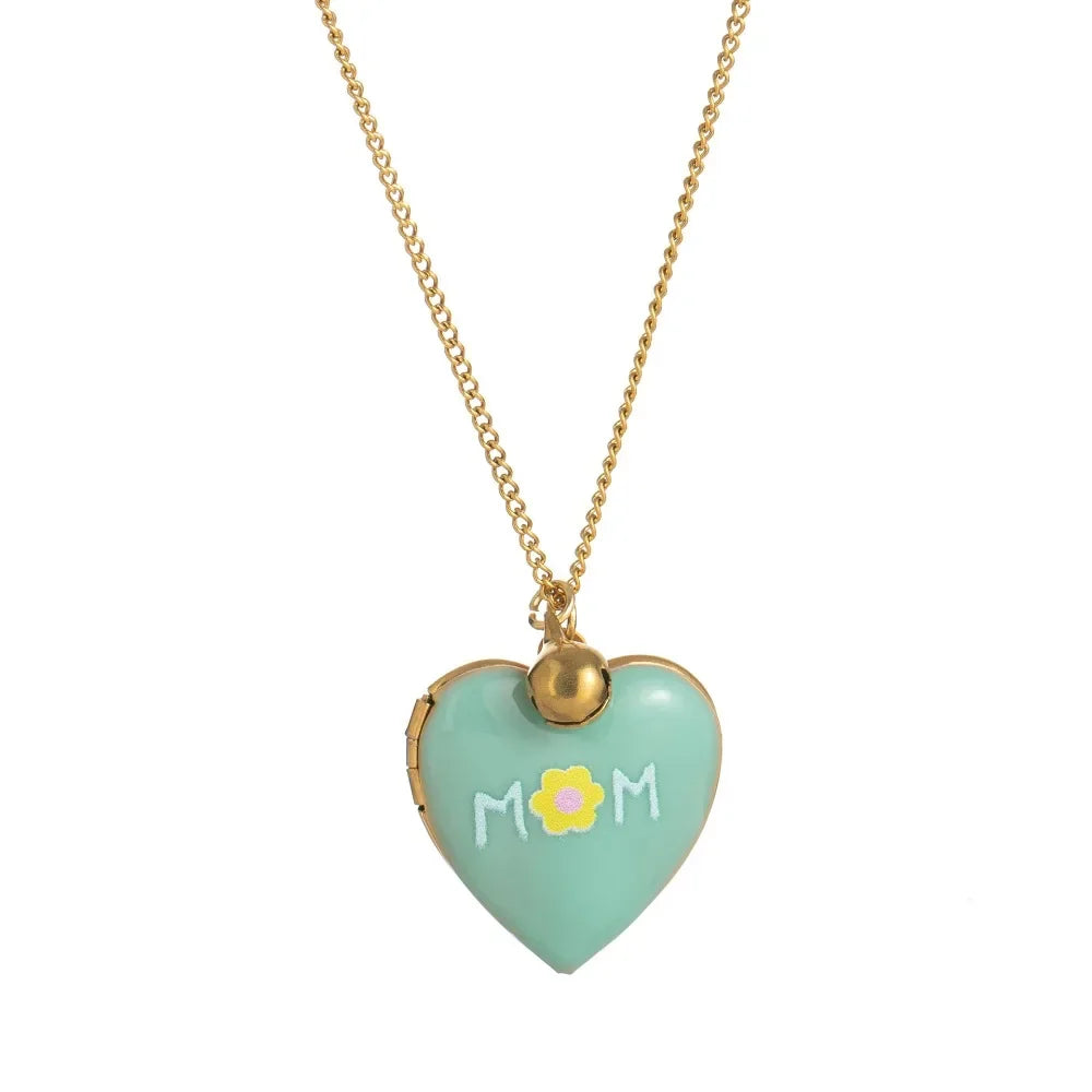 Zircon Photo Album Necklace Gold-plated Adjustable Heart-shaped Necklace Opening And Closing Pendant Necklaces Jewelry Gifts - Ice Cream Cake
