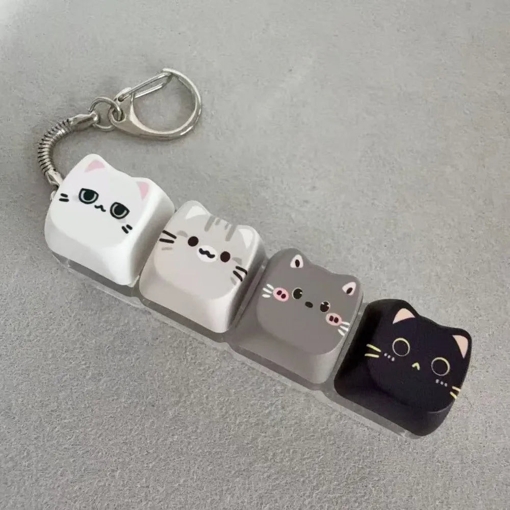 Kitty Cat Clicking Keyboard Key Fidget Keyring