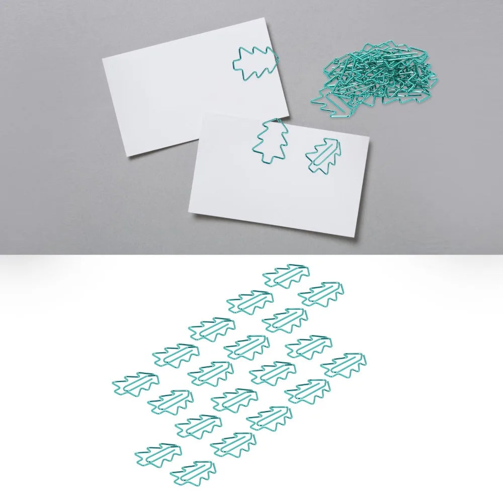 20PCS Tree Shape Mini Paperclip Electroplating Metal 32*24mm Iron Paper Clip Mini Size Dark Green Tree Shape Paperclip - Ice Cream Cake