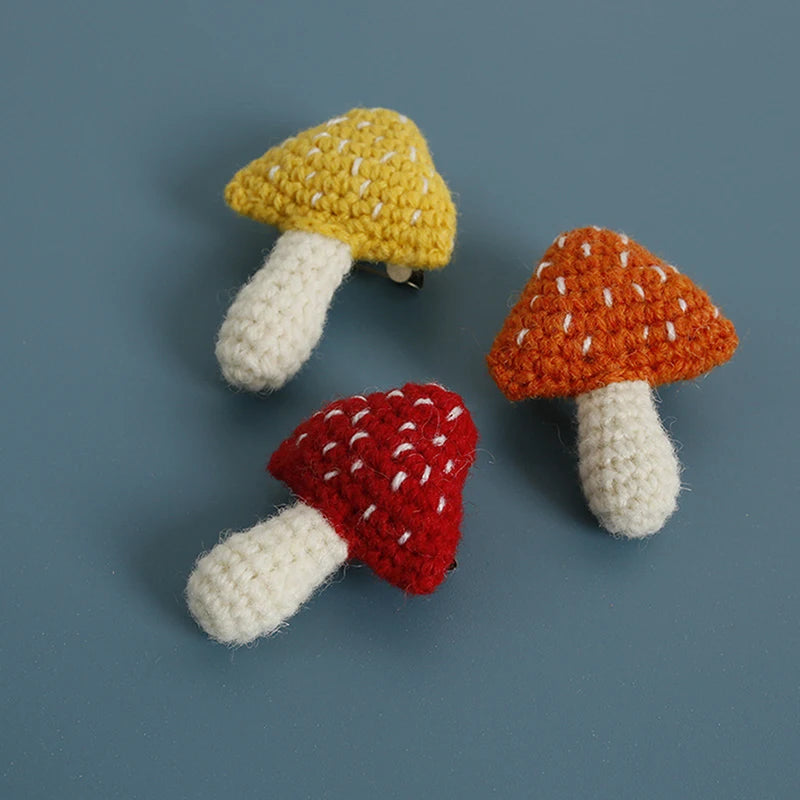 Knitted Cottagecore Mushroom Brooch