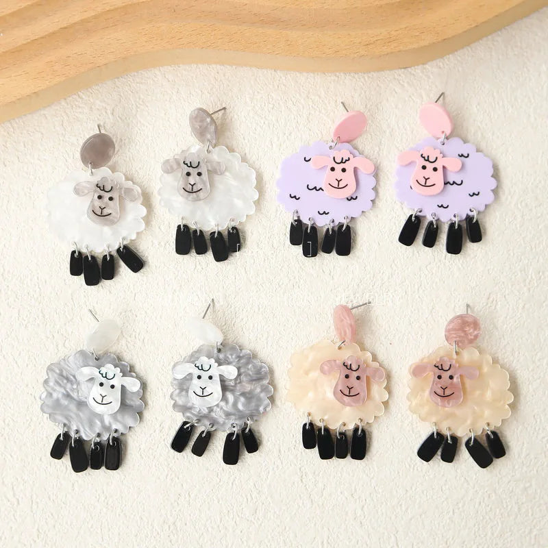 Acrylic Exaggerated Cartoon Animal Sheep Drop Earrings For Women New Trend Girls Ear Jewelry Gifts - Ice Cream Cake