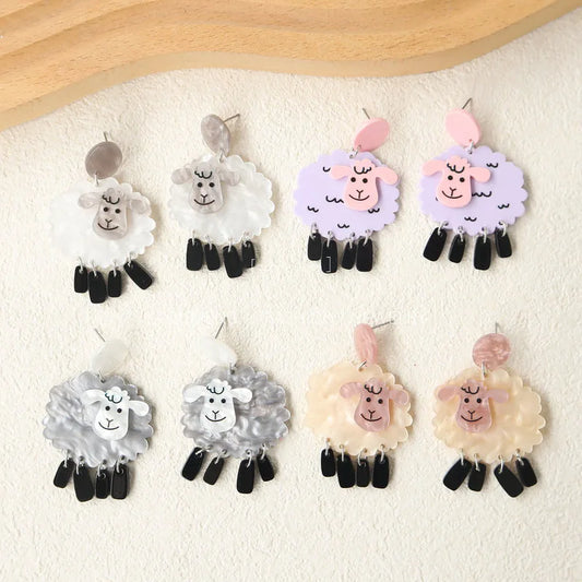 Acrylic Exaggerated Cartoon Animal Sheep Drop Earrings For Women New Trend Girls Ear Jewelry Gifts - Ice Cream Cake