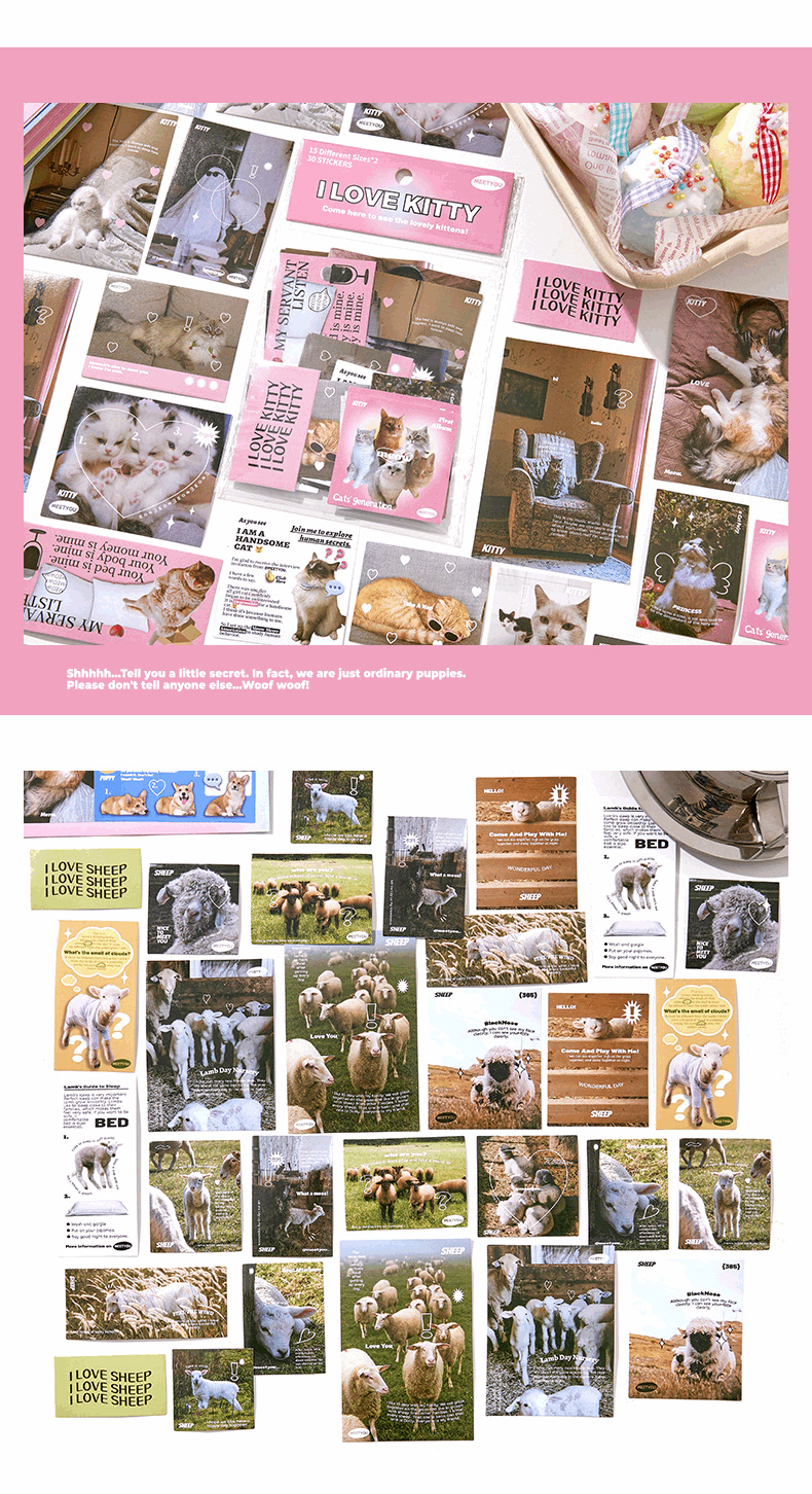Animal Love Sticker Sets (30 Stickers)