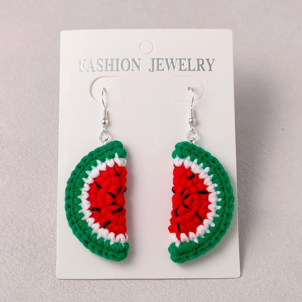 Crochet Fruit Earrings (8 Designs) - Ice Cream Cake