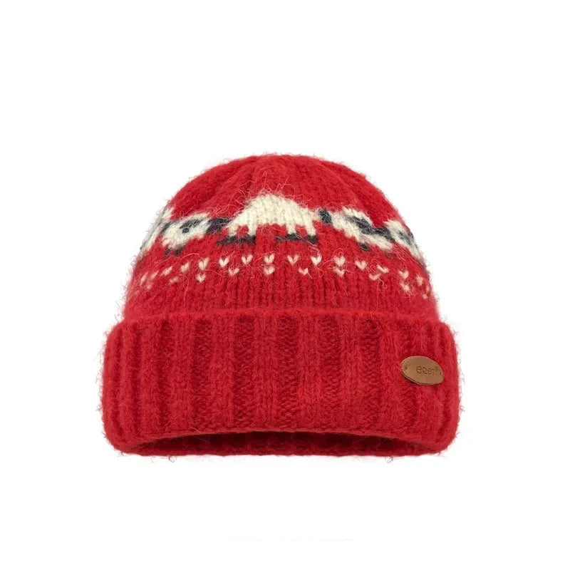 Sheep and Alpaca Farm Fair Isle Knit Beanie Hat