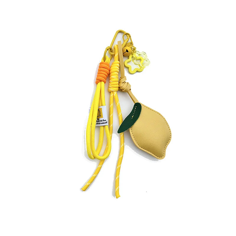 Cute Fruit Keychain Cartoon Lemon PU Leather Bag Pendant Birthday Gifts Car Keyring Girl/Boy - Ice Cream Cake