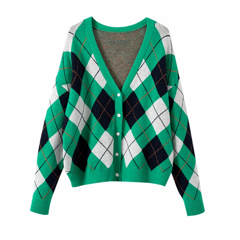 Autumn Argyle Cardigan 2 Colours Ice Cream Cake