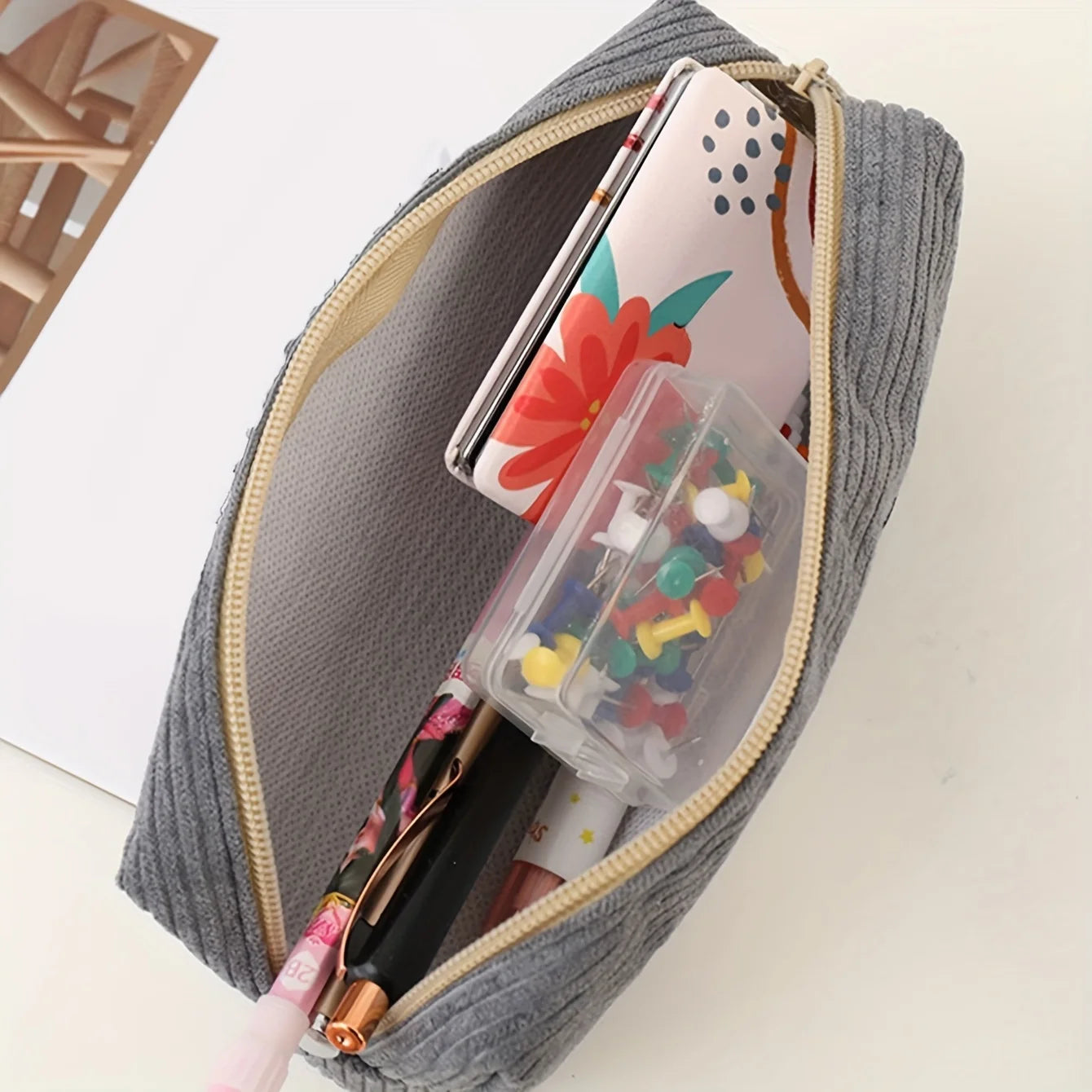 Cartoon Shark Large Capacity Pencil Case Stationery Storage Bag Office Supplies Cosmetic Brush Organizer Student Pen Pouch - Ice Cream Cake
