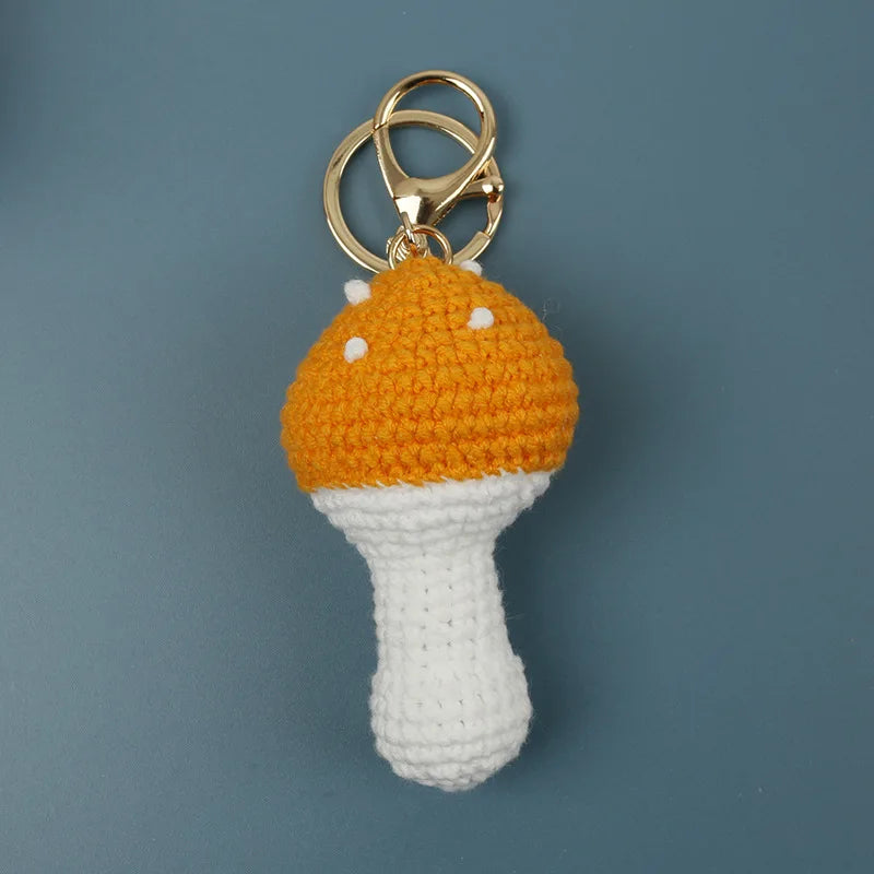 Handmade Crochet Mushroom Keychain Charm