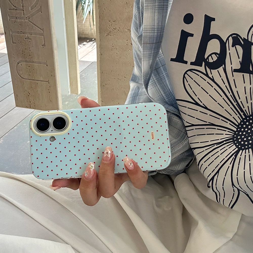 3D Polka Dot Cute Tomato Magnetic Grip Tok Phone Stand Holder Phone Case for iPhone 16 15 13 17 Pro Max For Magsafe Back Cover - Ice Cream Cake