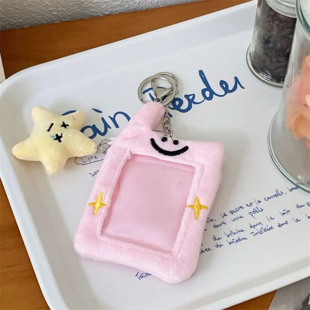 Plush Character Photo Card Holder Keychain